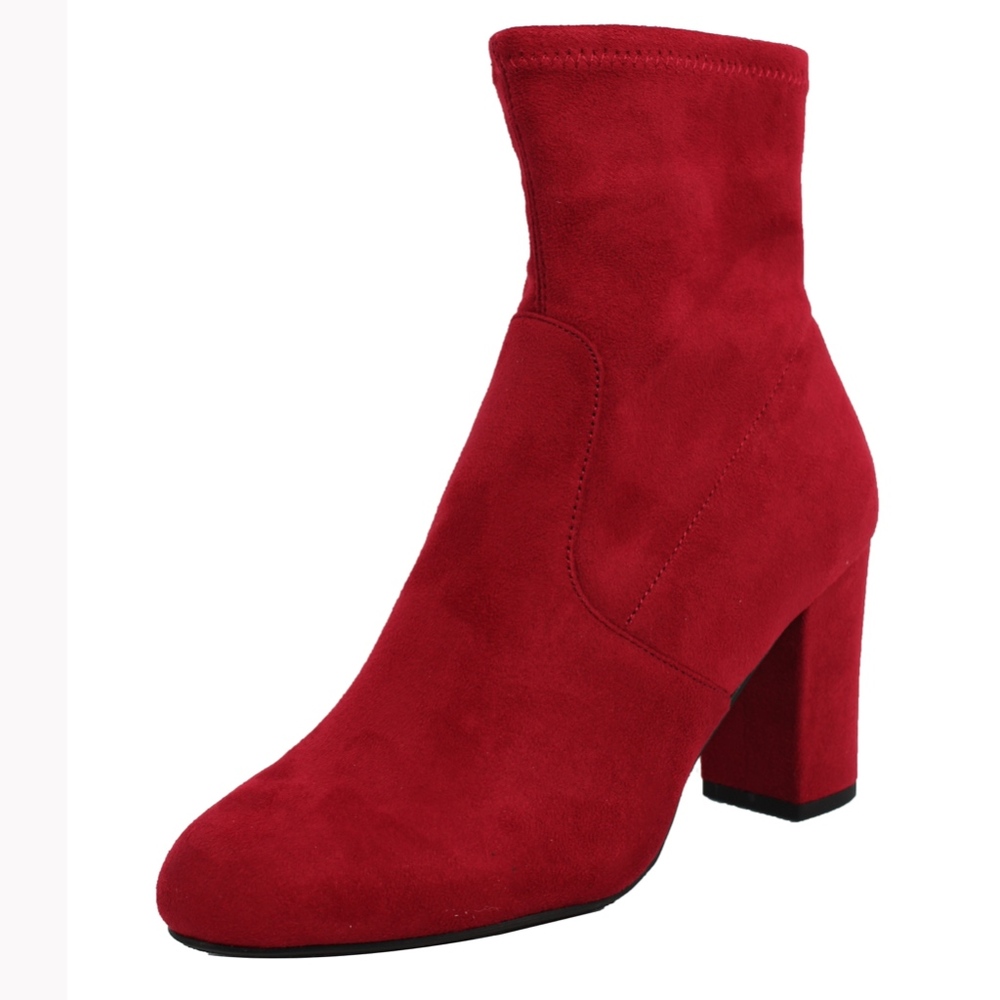 Size 9 Cherry Faux Suede Almond Toe Sock Ankle Boo - Picture 3 of 8